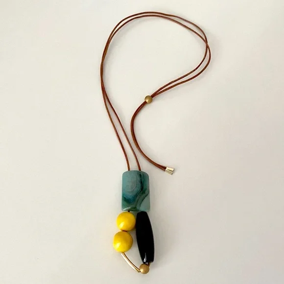 Natural Stone Geometric Pendant Necklace - Picture 3 of 6